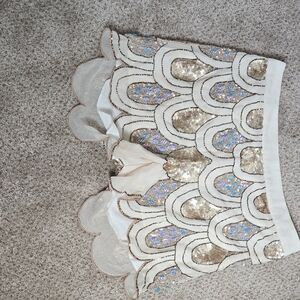 Gracia Gold and Cream Sequin Skort